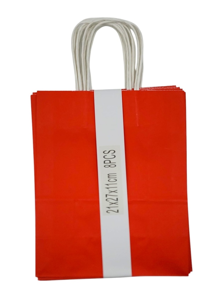 Large 8 pcs Craft Paper Gift Bag Red  (21*27*11cm) 8.3 × 10.6 × 4.3 in