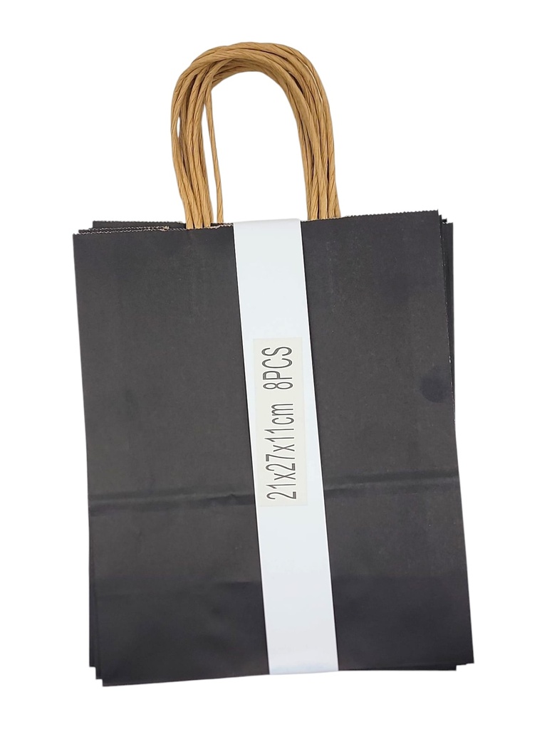 Large 8 pcs Craft Paper Gift Bag Black  (21*27*11cm) 8.3 × 10.6 × 4.3 in
