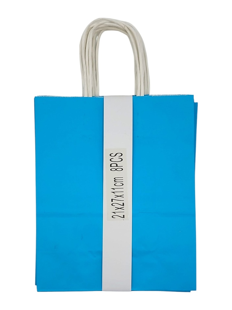 Large 8 pcs Craft Paper Gift Bag Baby Blue  (21*27*11cm) 8.3 × 10.6 × 4.3 in