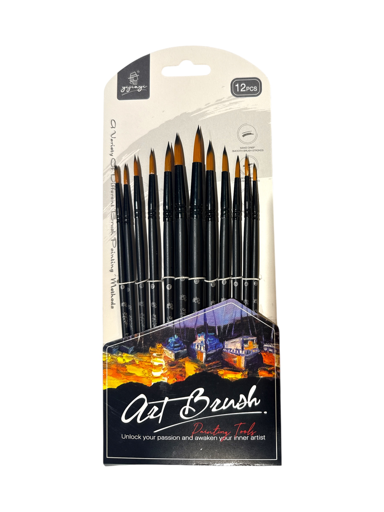 Artist Brush Set: Antique Wood Premium Taklon Set x12 A) Art Medley