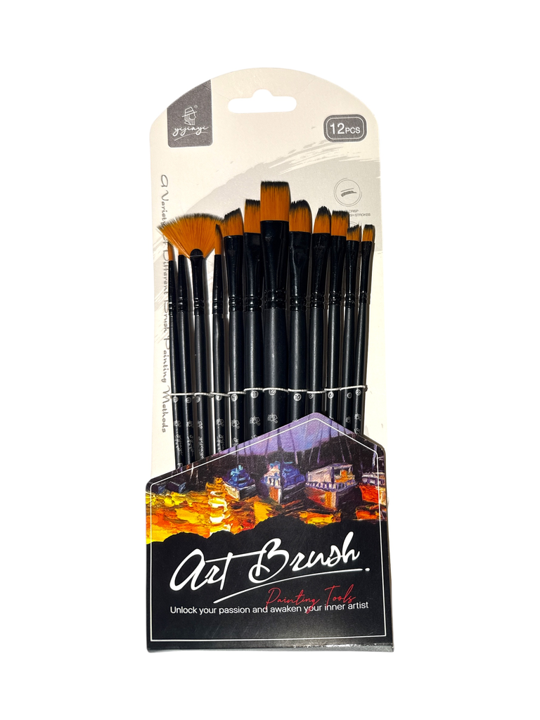 Artist Brush Set: Nylon Hair Shimmer Series Soft-Grip 6 pcs Purple Tip Brush AA