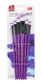 Artist Brush Set: Nylon Hair Shimmer Series Soft-Grip 6pcs Purple Tip Brush CC