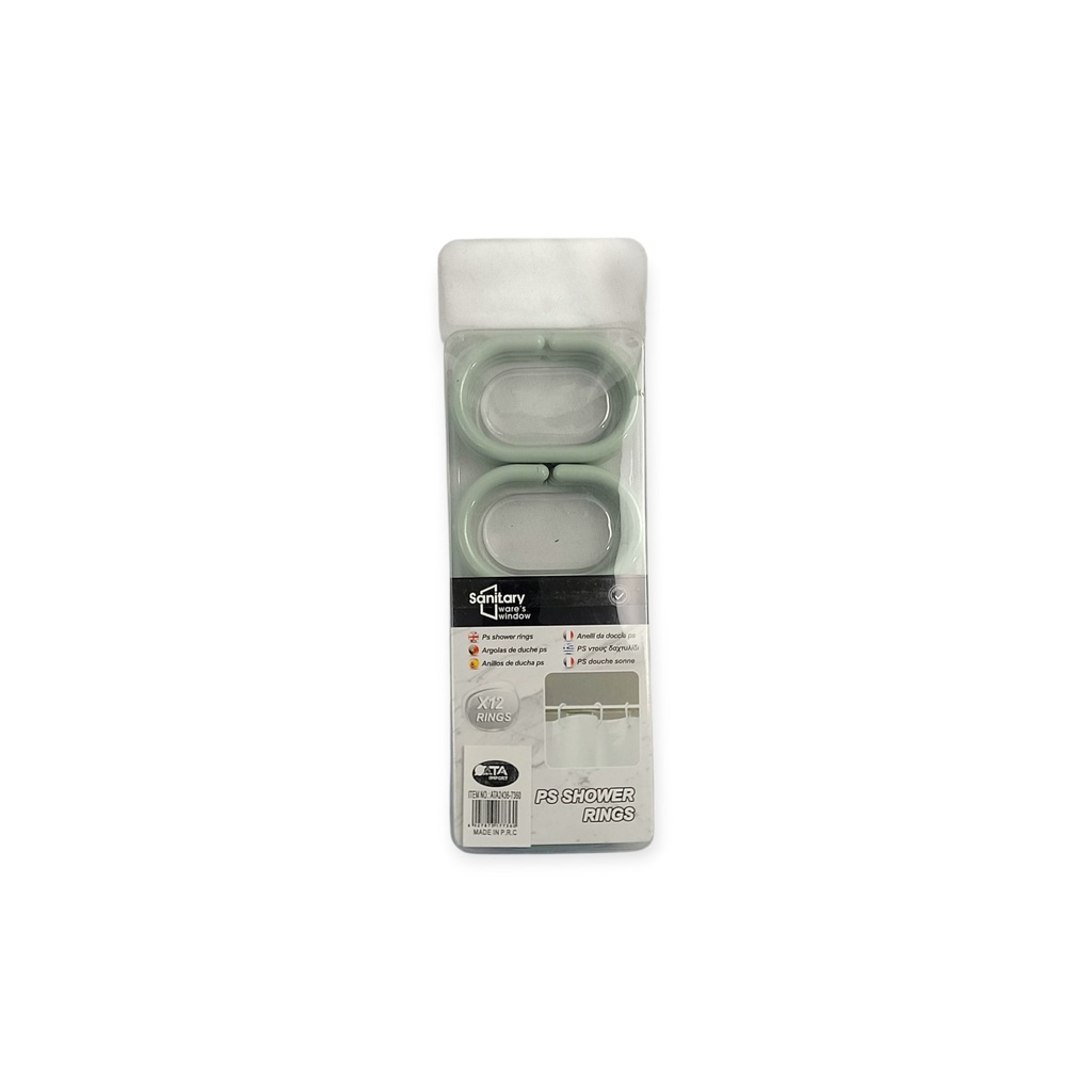 12 pcs Plastic Shower Hook Mint