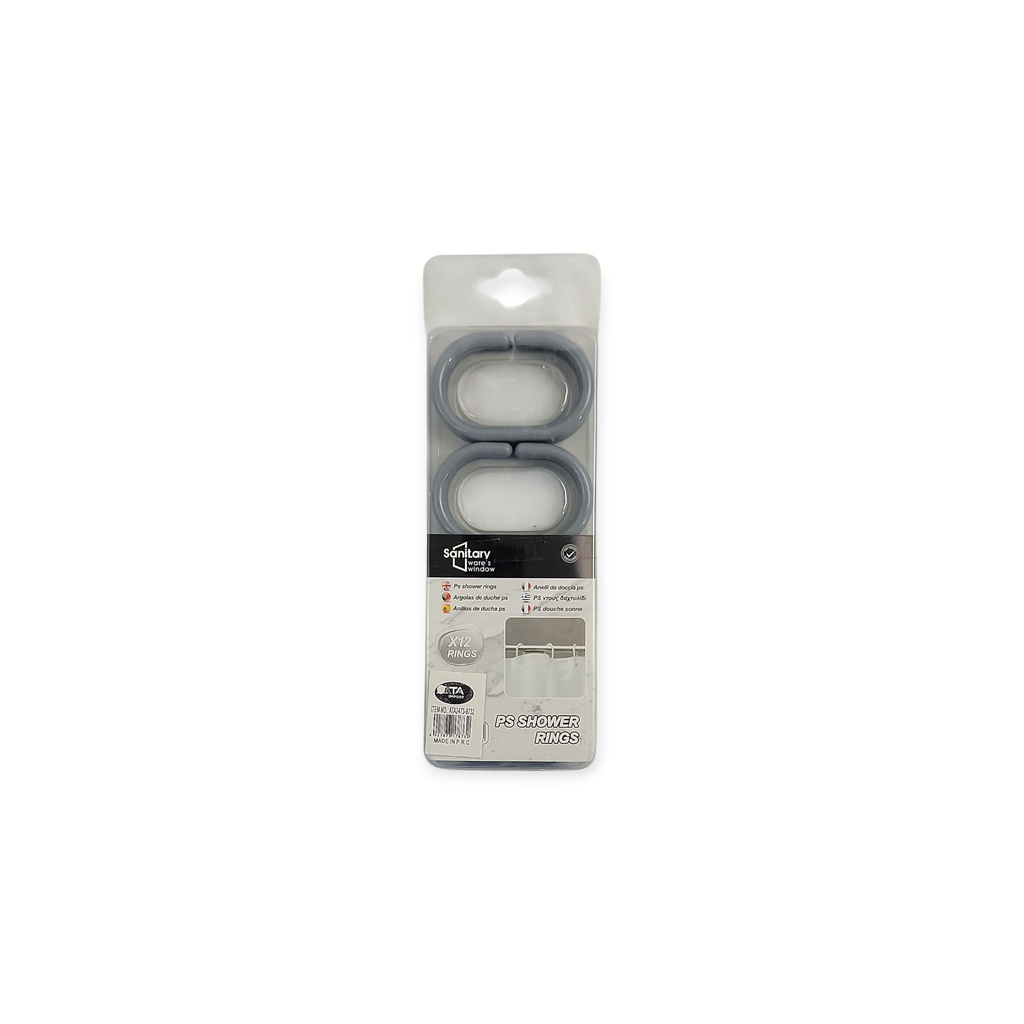 12 pcs Plastic Shower Hook Grey