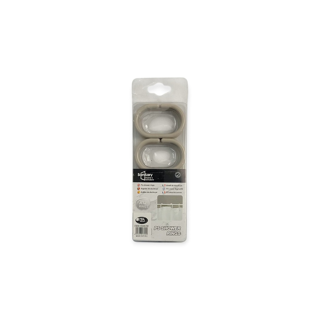 12 pcs Plastic Shower Hook Brown