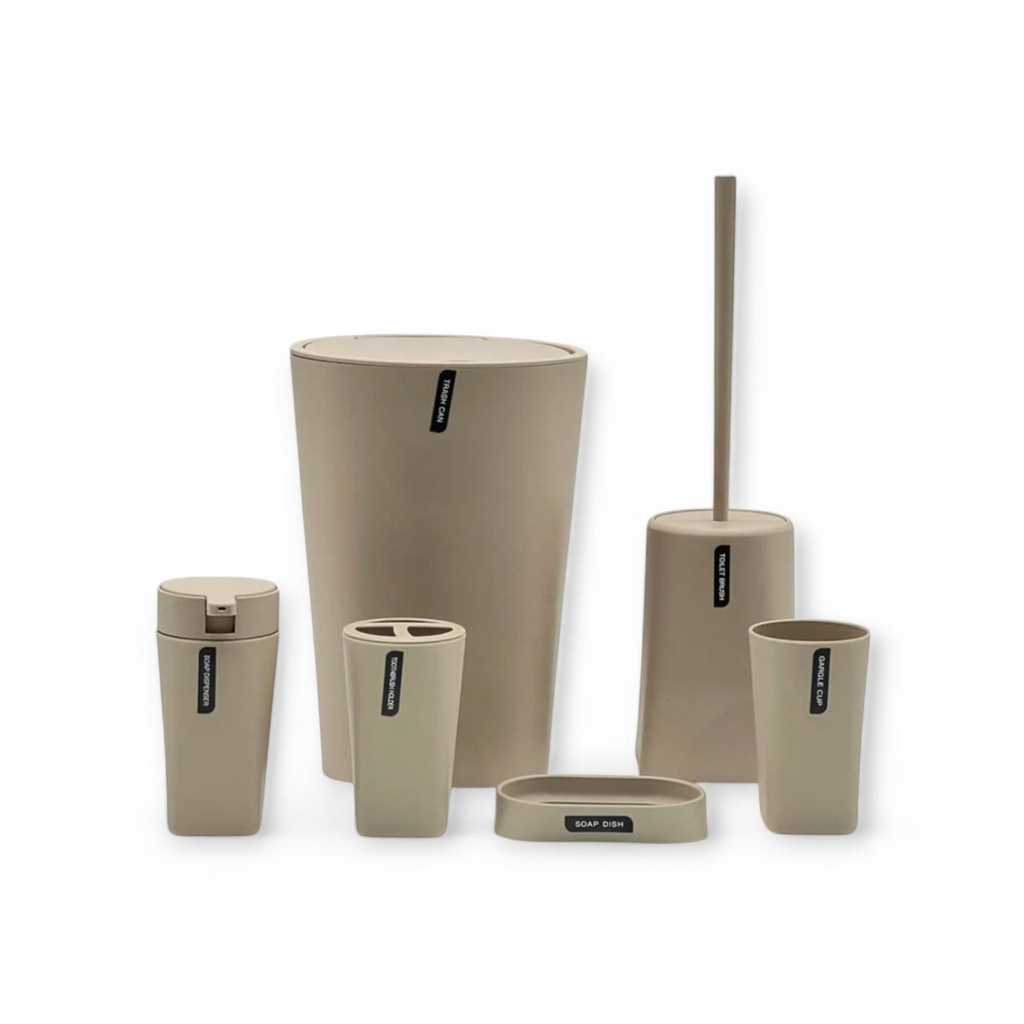 6pcs Bathroom Set European Style Brown