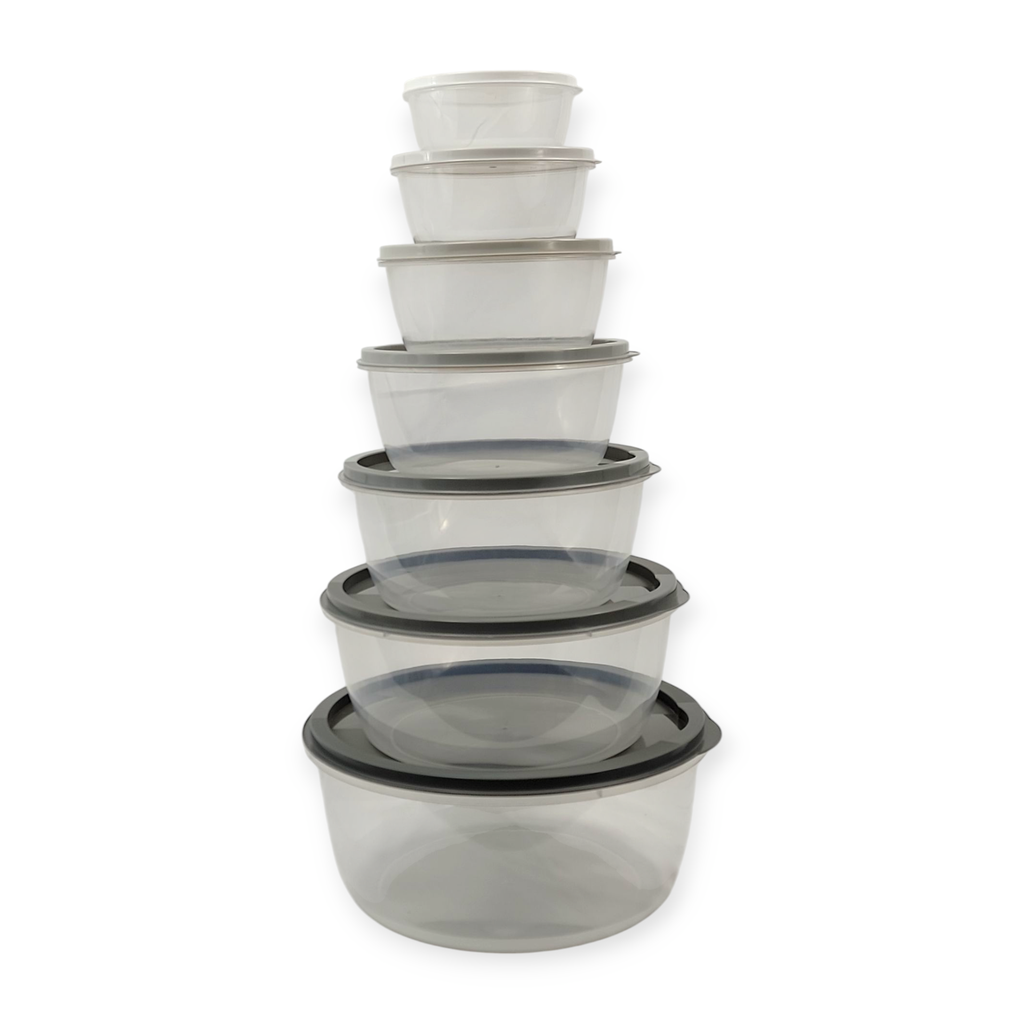 Dark Grey 7 pcs Circle Plastic Lunch Containers BPA Free