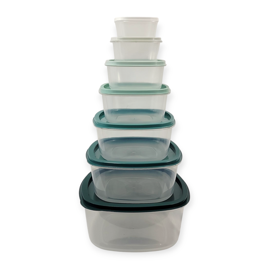 Dark Green 7 pcs Square Plastic Lunch Containers BPA Free