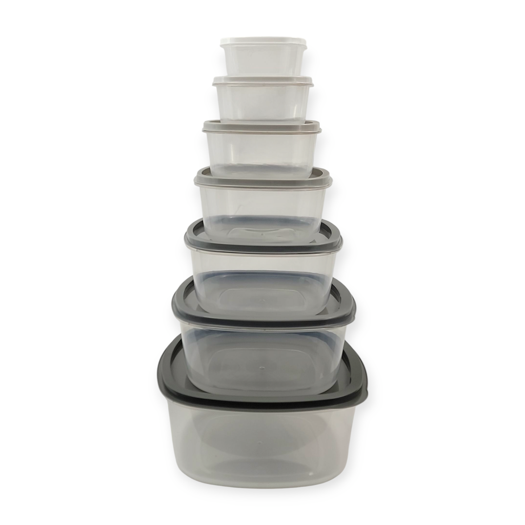 Dark Grey 7pcs Square Plastic lunch containers BPA free