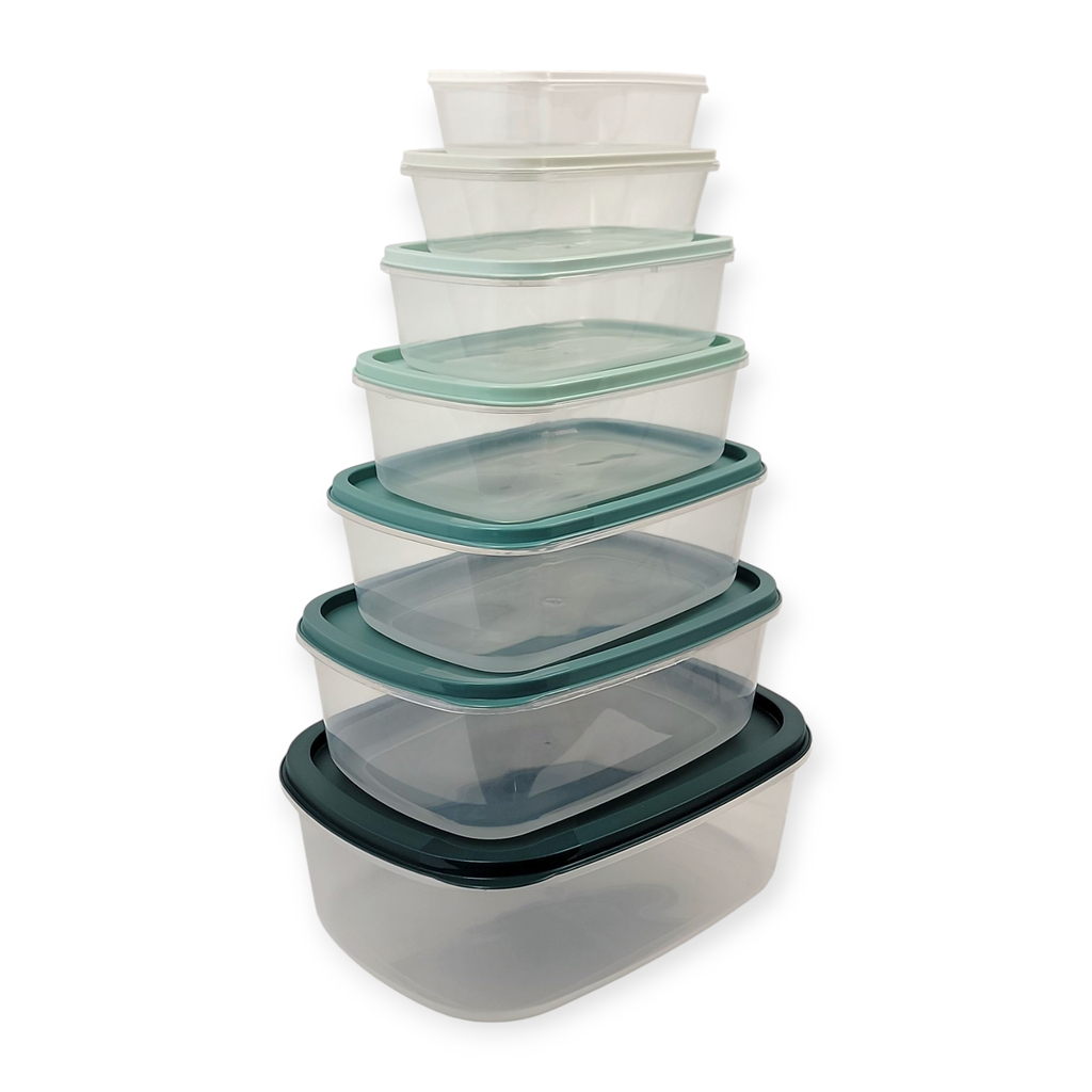 Dark Green 7 pcs Rectangle Plastic Lunch Containers BPA Free