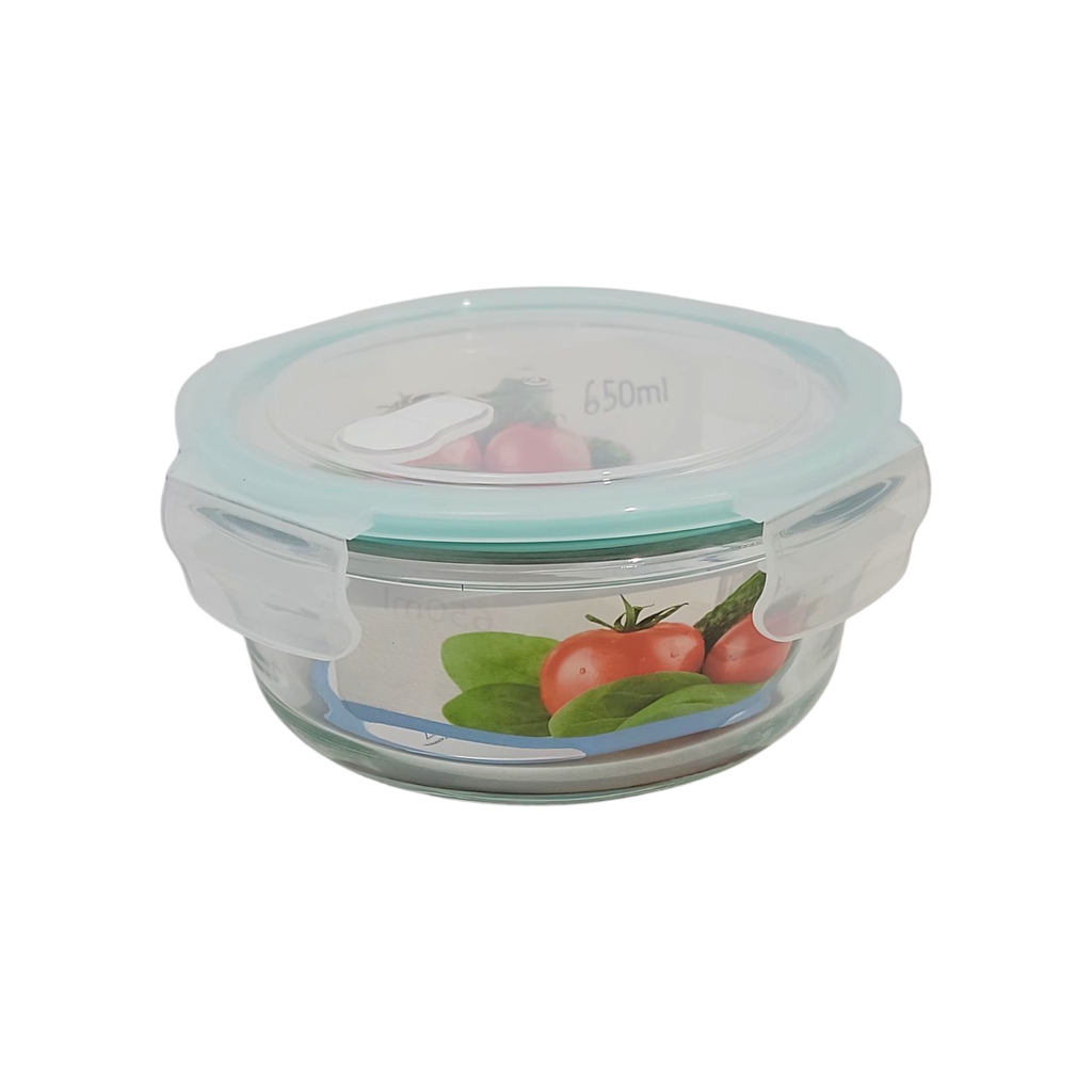 650ml Lunch Glass Container w/lid Round