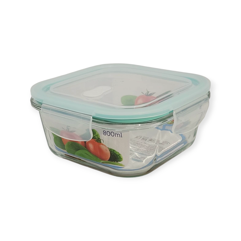 390ml Oven Safe Glass Container Lock Lid Square