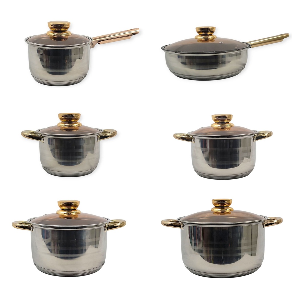 6 Set Casserole SS with Glass Lid