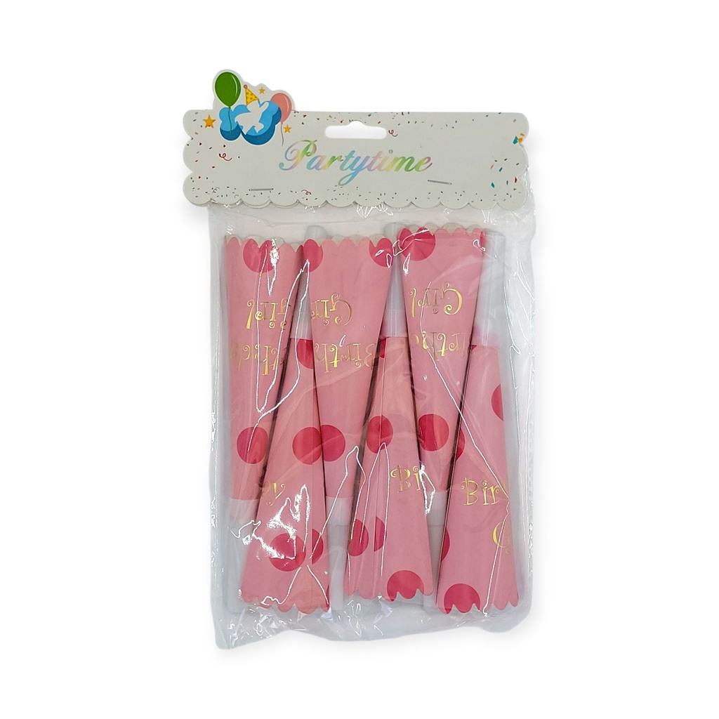 6 pcs Pink Party blowers