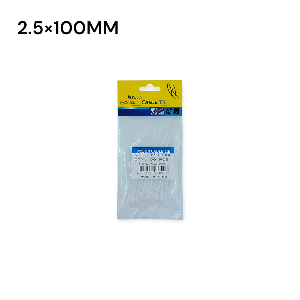 50pcs 2.5×100mm Nylon Zip tie 