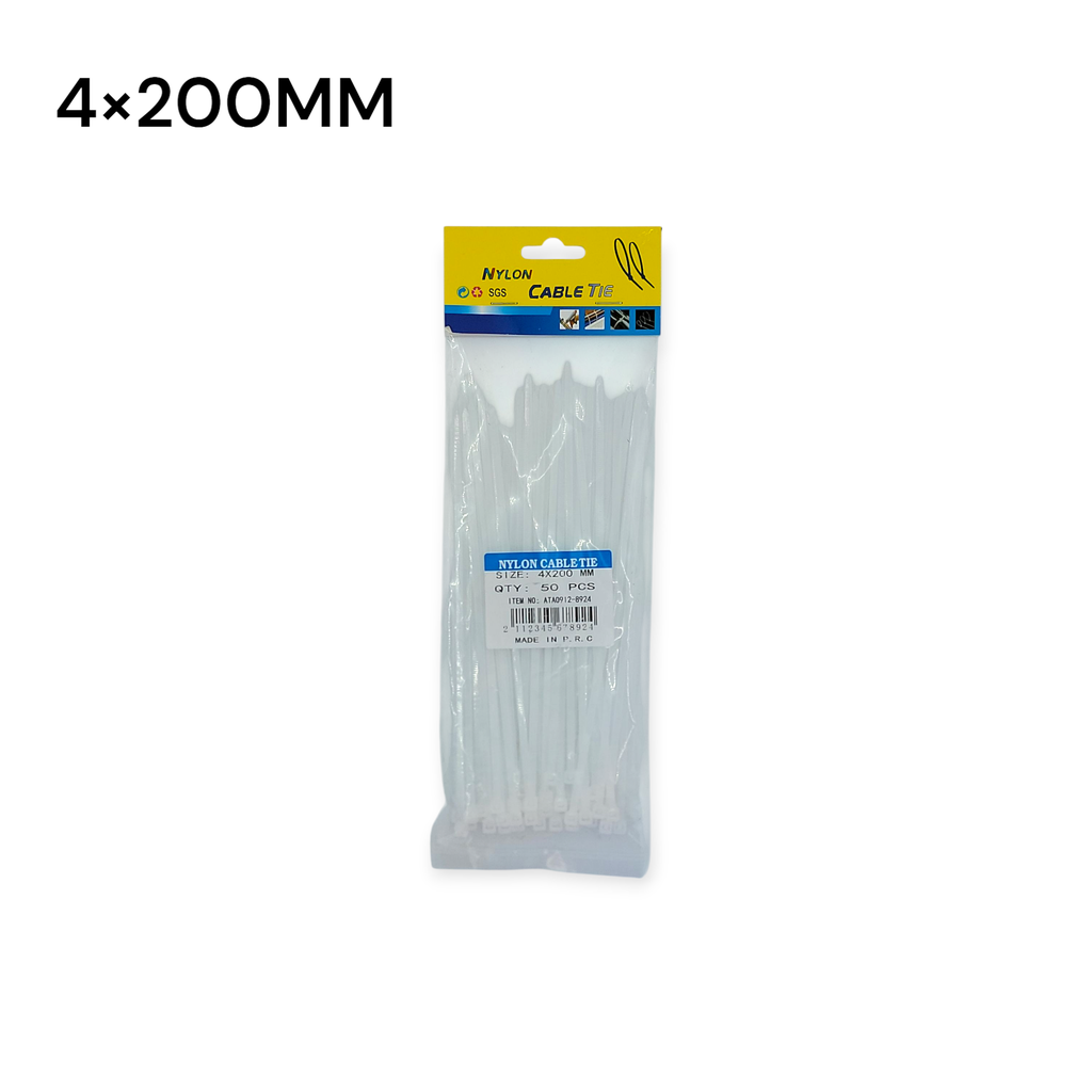 50pcs 4×200mm Nylon Zip tie 