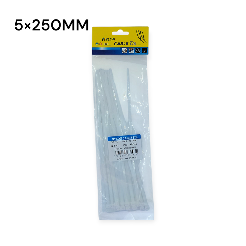 25pcs 5×250mm Nylon Zip tie 