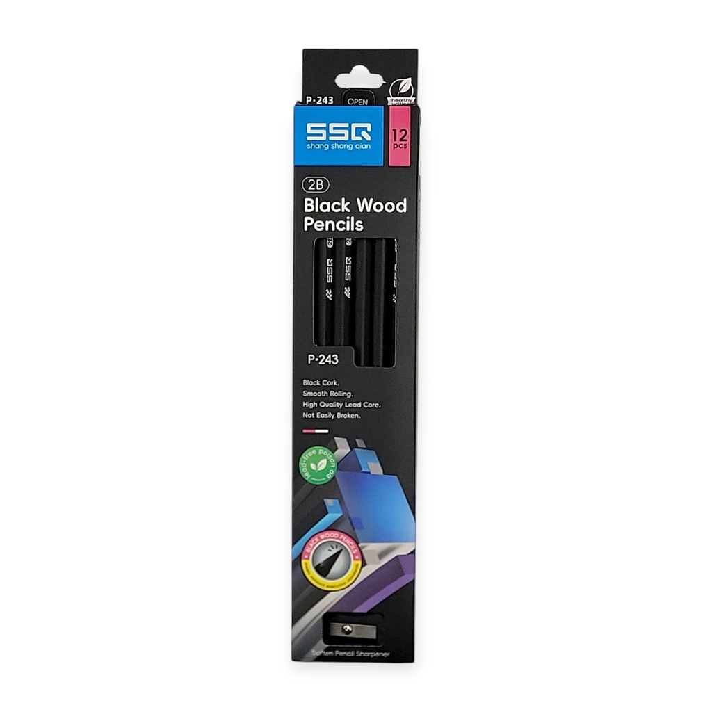 12 pcs Black Wood Pencils (P-243)