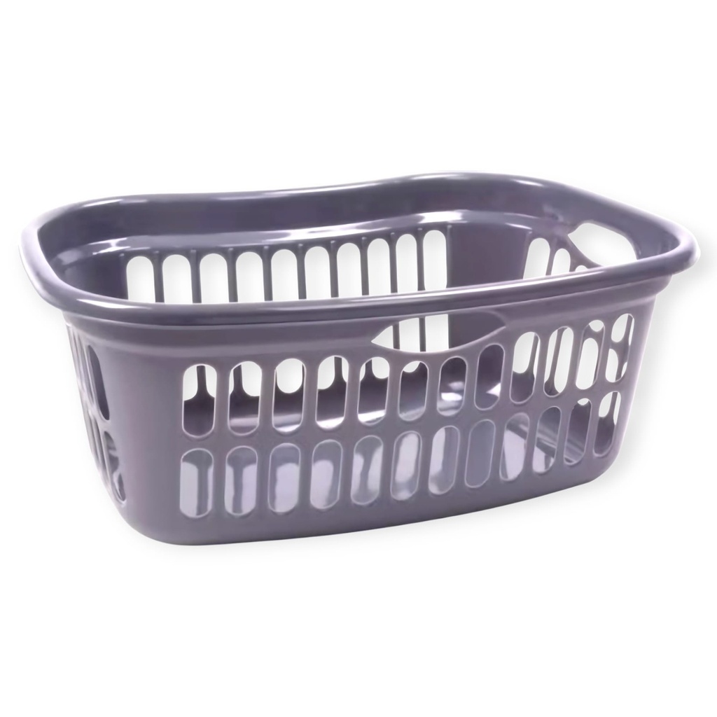 Large Curved Hip Laundry Basket Grey & white 50L (GREY AND WHITE ASSORTED)
