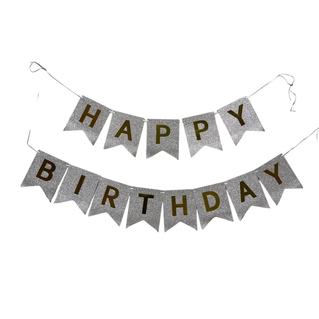 Birthday banner silver and gold 