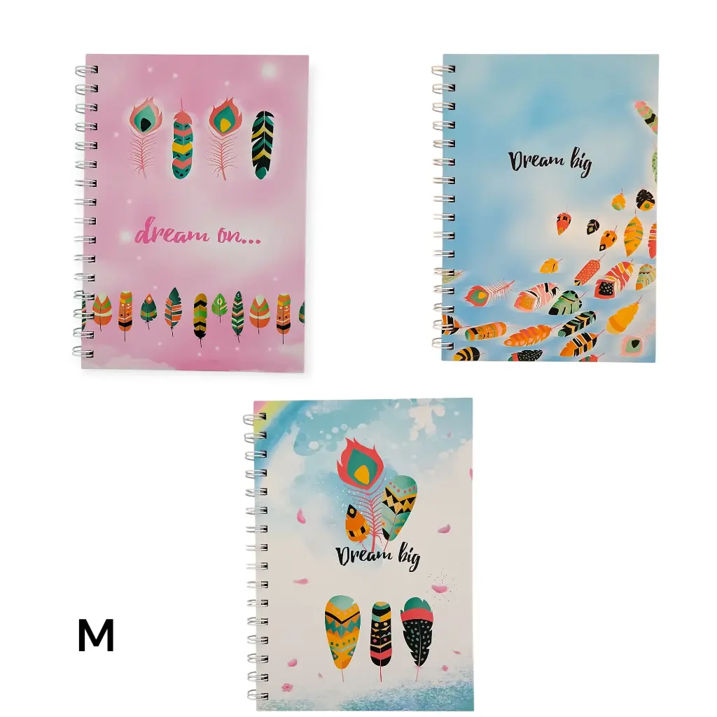 Medium Feather Themed Notebook (with dream on/big quote) 21cm×15cm (Aspen)