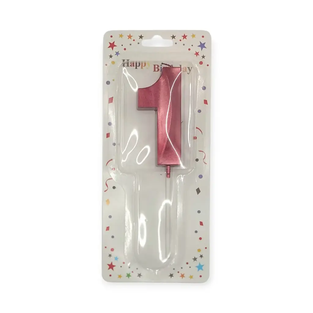 Large Auraglow Birthday Number Red Candle 1   
