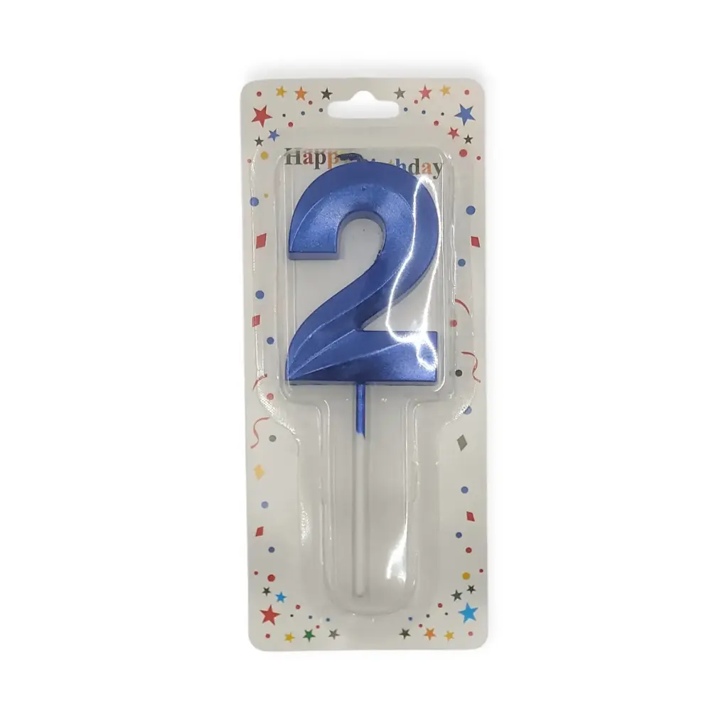 Large Auraglow Birthday Number Blue  Candle 2 
