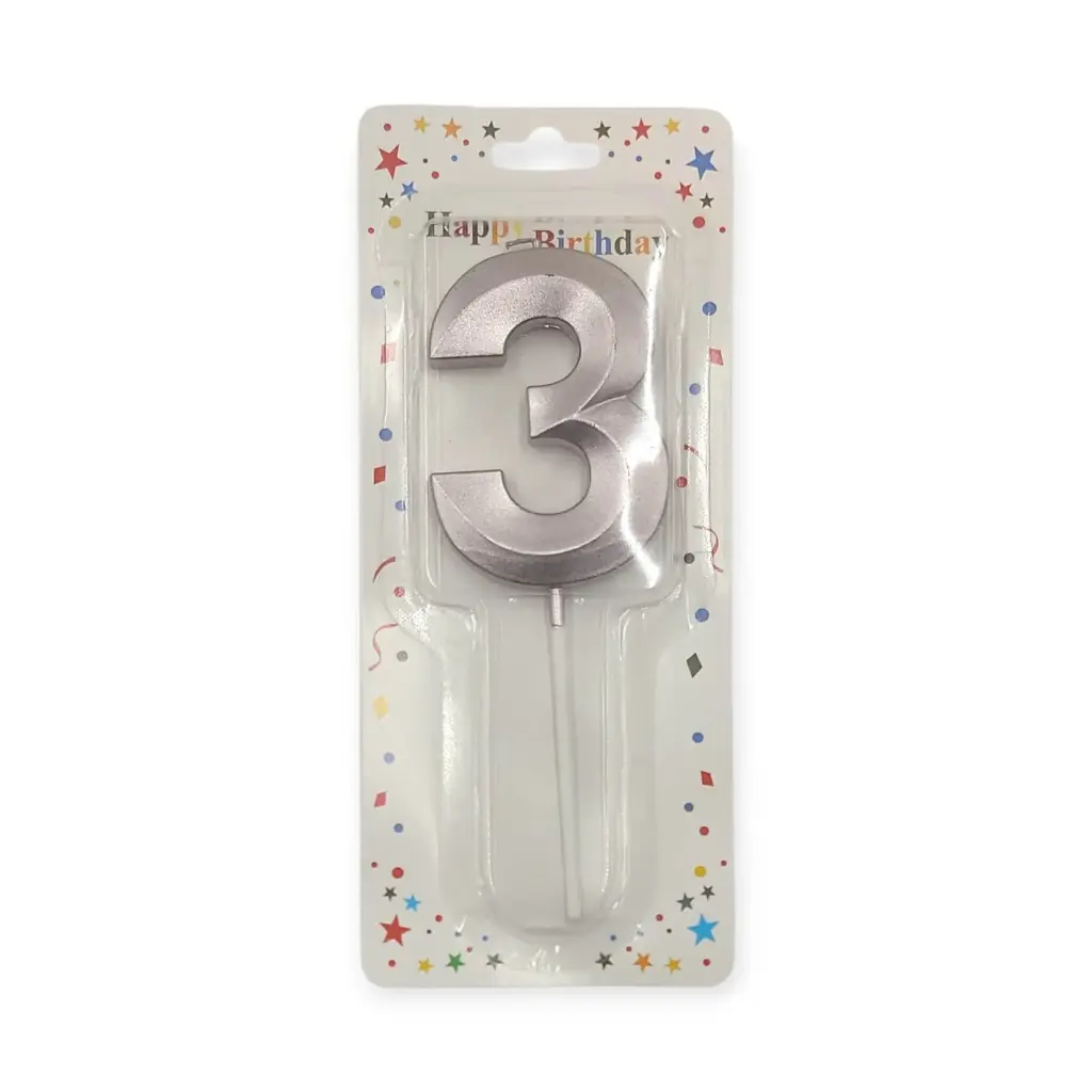 Large Auraglow Birthday Number Blue Candle 4