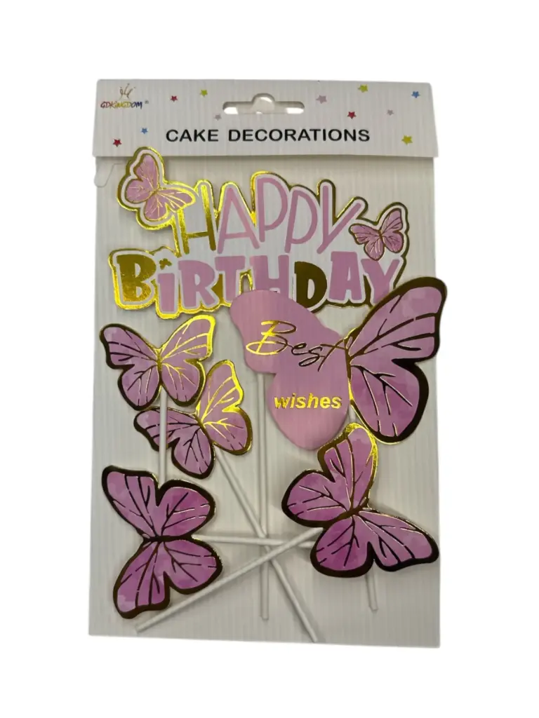 Rainbow Happy Birthday Cake Topper Pink