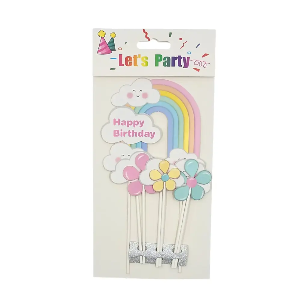  Happy Birthday Cake Topper Rainbow & Cloud