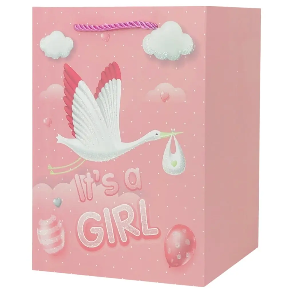 It's A Girl JXXL Jumbo Gift Bag Pink Swan