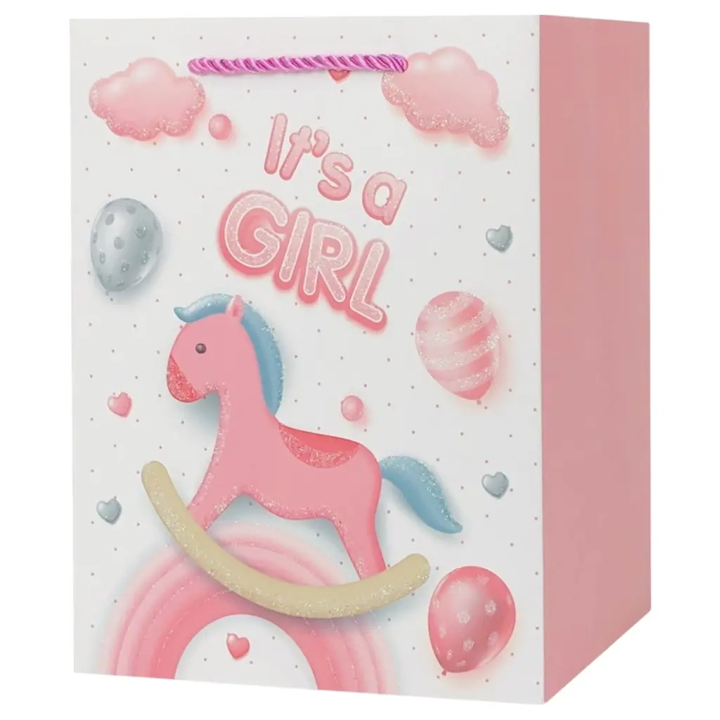 It's A girl XXL Jumbo Gift Bag Pink Pony