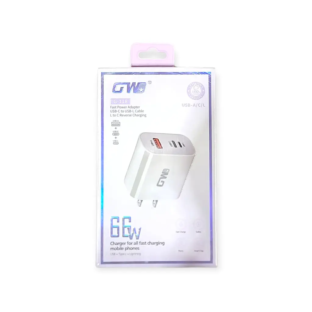 Fast power adapter USB-C to USB-L cable L to cable C reverse charging 