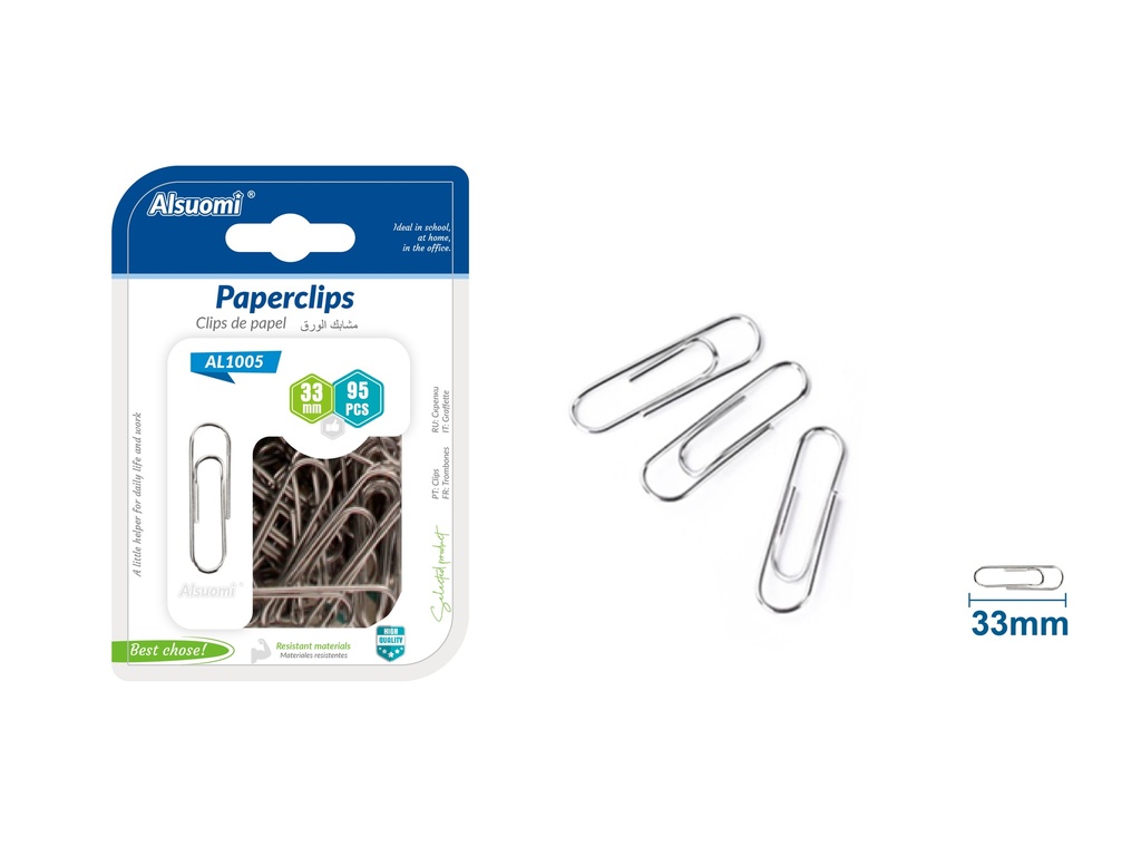 Paperclips 33mm/1.30" 95pcs (Alsuomi)