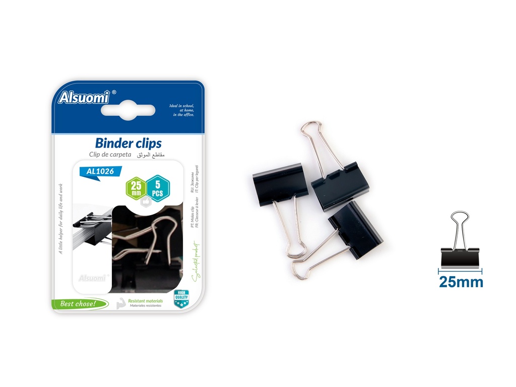 Binder clips 15mm/0.60" 10pcs (Alsuomi)