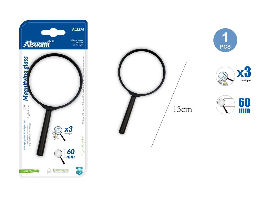 Magnifying glass 13cm/5" (60mm) (3x multiple) (Alsuomi)