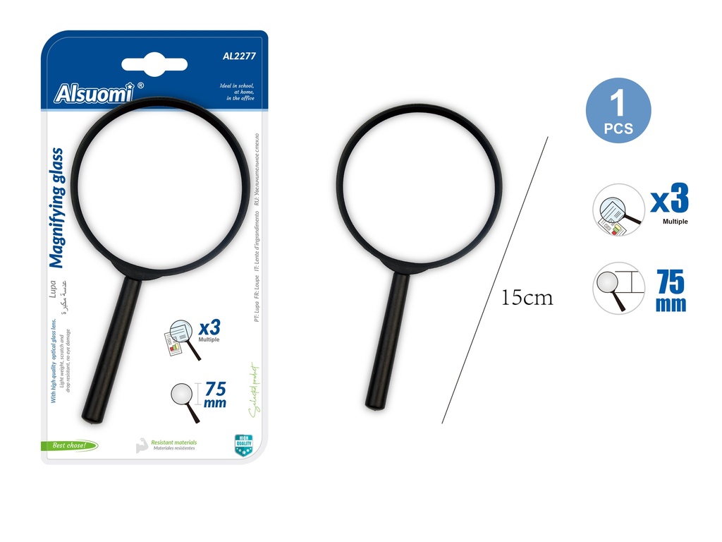 Magnifying glass 15cm/6" (75mm) (3x multiple) (Alsuomi)