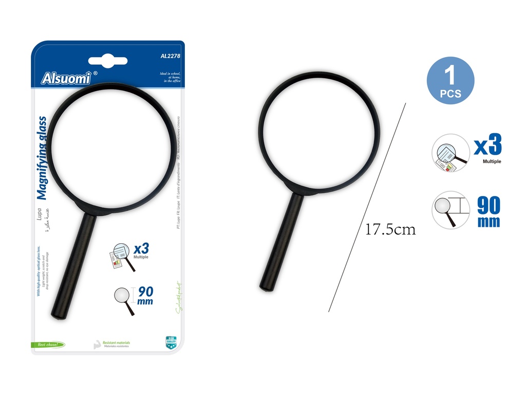 Magnifying glass 17.5cm/6.88" (90mm) (3x multiple) (Alsuomi)