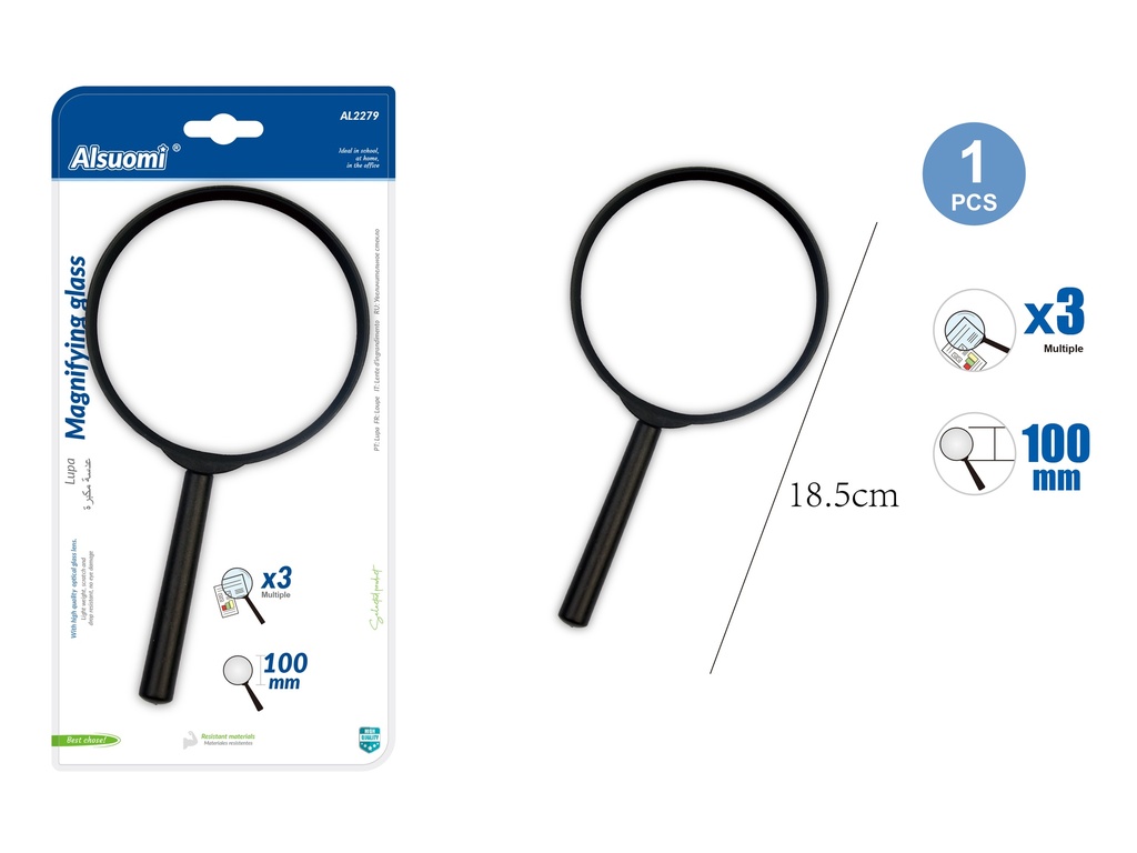 Magnifying glass 18.5cm/7.28" (100mm) (3x multiple) (Alsuomi)