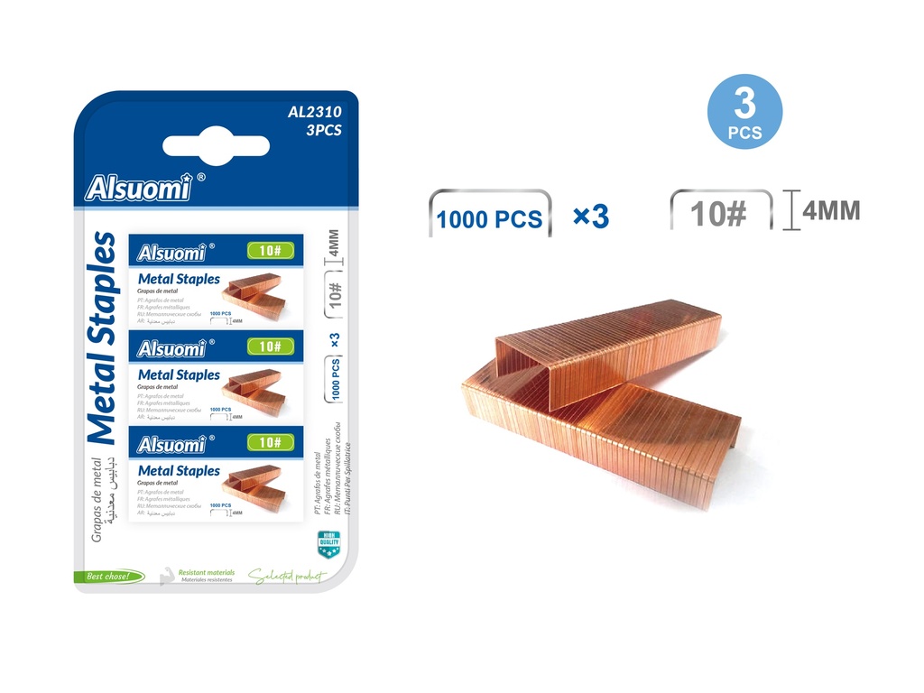 Metal Staples 1000pcs*3 4mm/0.15" 3pcs (Alsuomi)