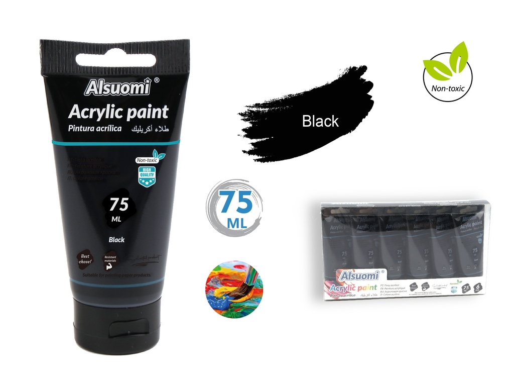Acryclic Paint 75ml Black (Alsuomi)