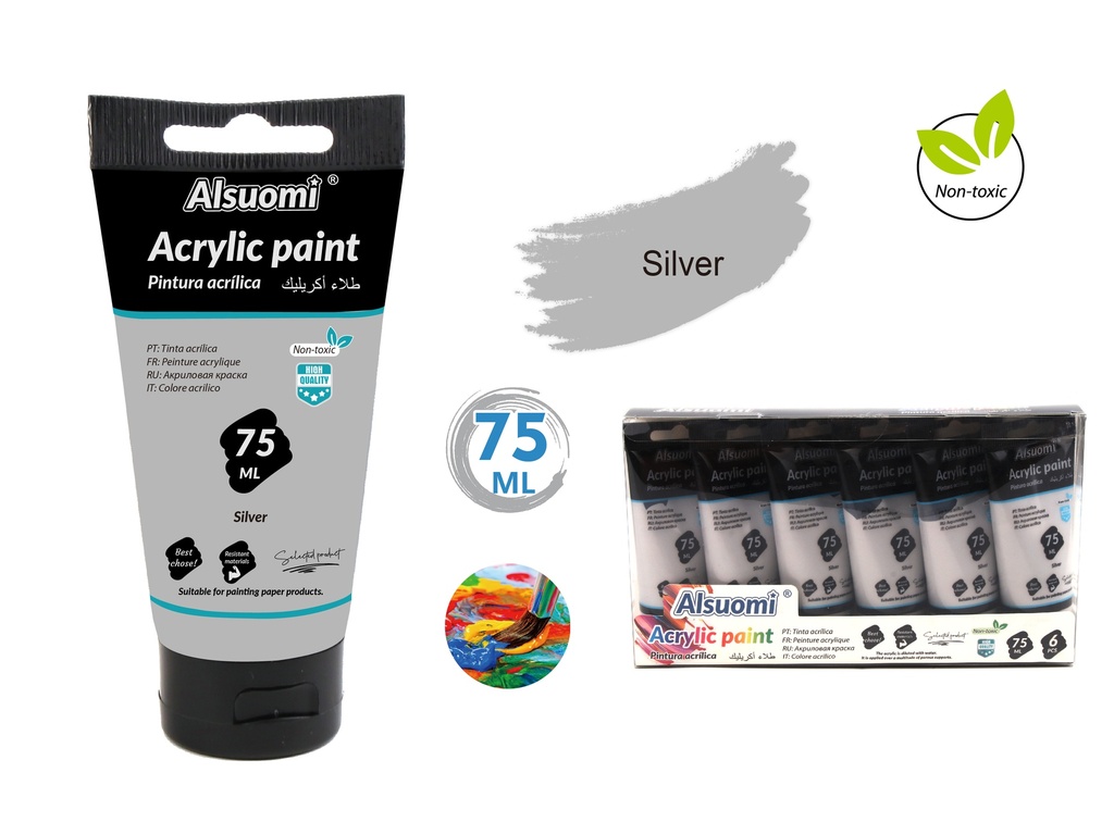 Acryclic Paint 75ml Silver (Alsuomi)