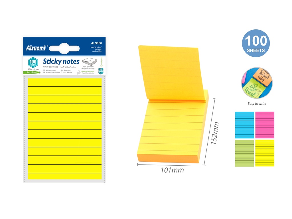 Sticky Notes with grid lines (101*152mm/ 4*6") (Alsuomi)
