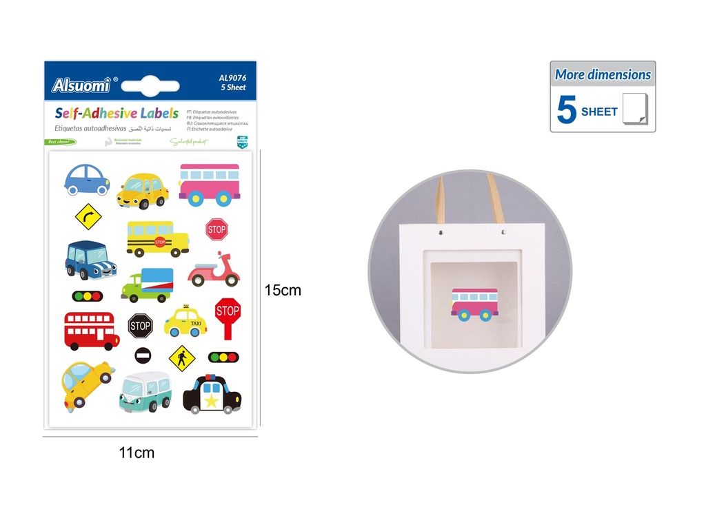 Traffic Self Adhisive labels 5 sheets 15*11cm/ 6*4.3" (Alsuomi)