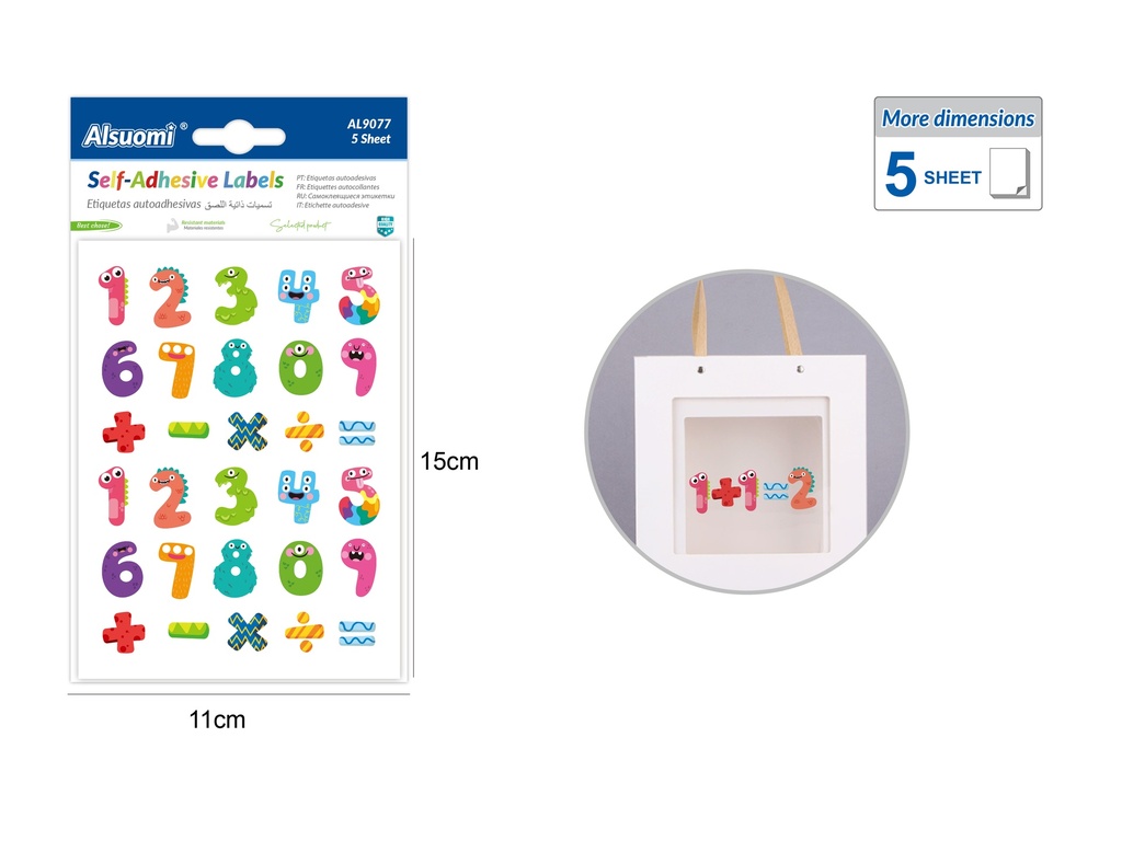 Math Self Adhisive labels 5 sheets 15*11cm/ 6*4.3" (Alsuomi)