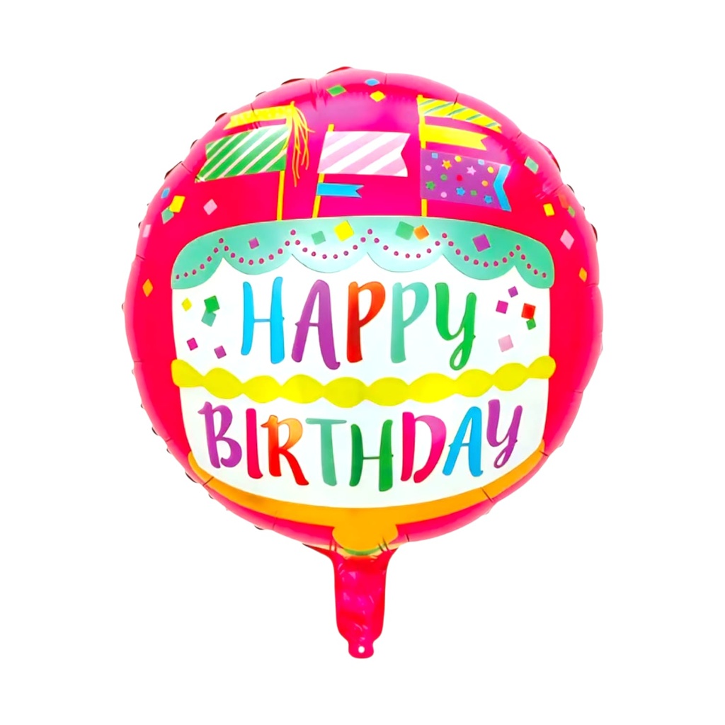 Happy Birthday cake foil Balloon Round dots 18"