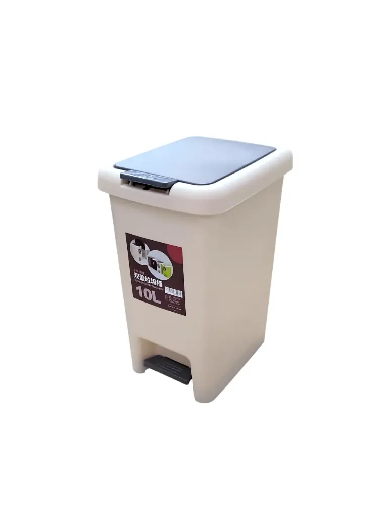 Waste bin with dual lid opening 10L