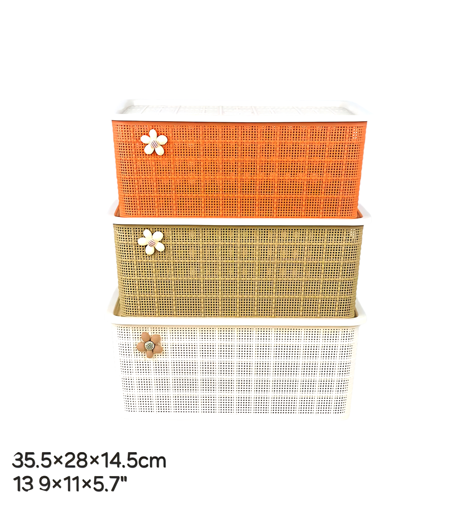 Woven storage basket with lid 14" (Domus)