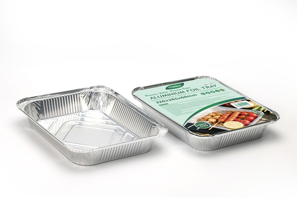 VSelect Aluminum Foil Tray 320*265*60mm with Flat Lid 3PACK