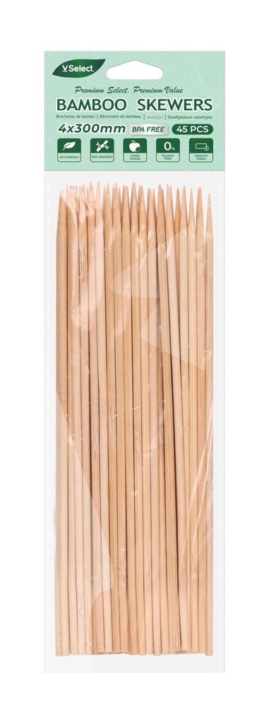 VSelect Bamboo Skewers 12"
45PCS/Pack
4*300mm (Vselect)